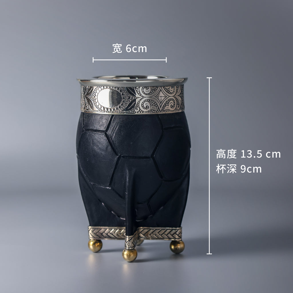 阿根廷全新马黛茶杯#165/425葫芦杯 德银杯口牛皮外包 帝王款