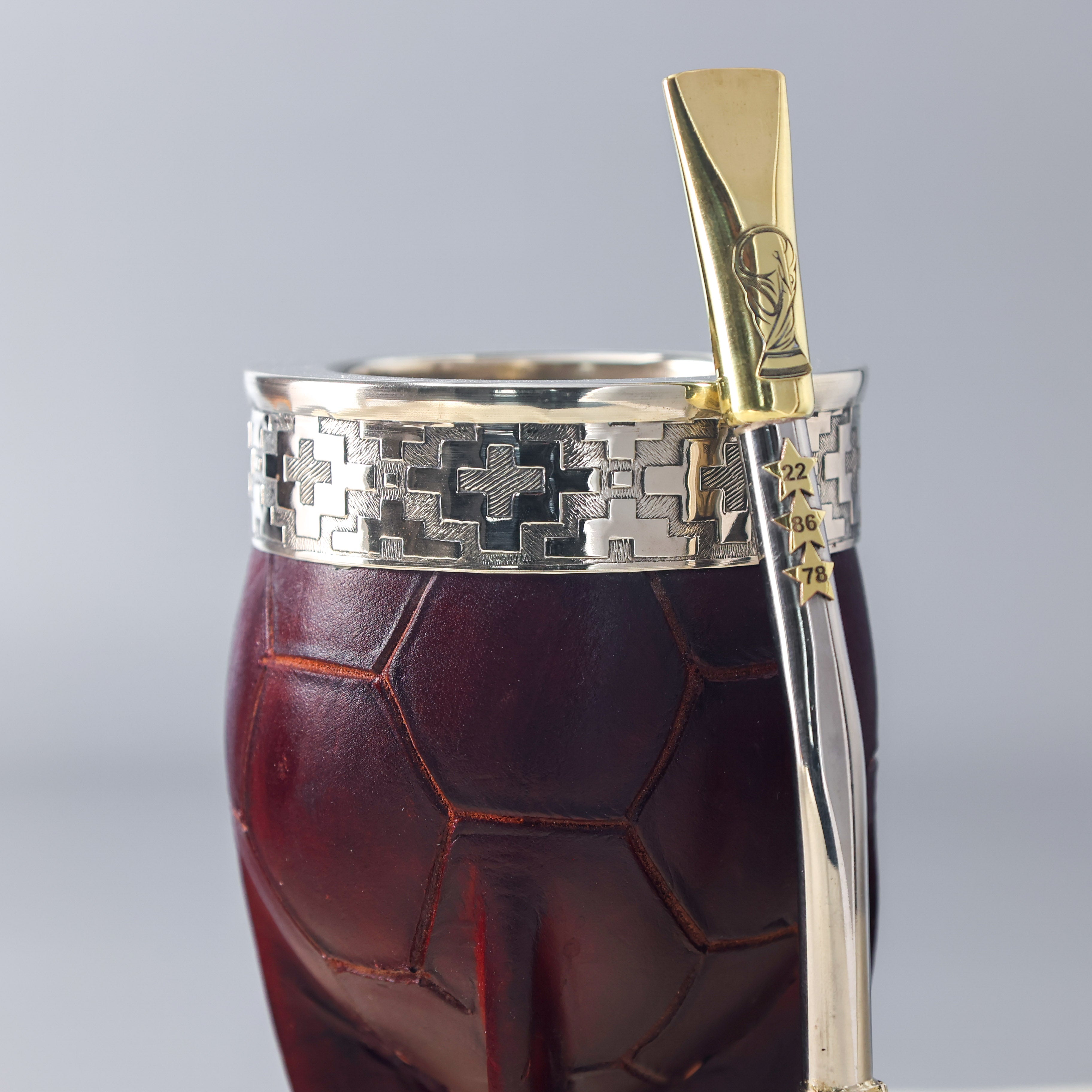 阿根廷全新马黛茶杯#165/425葫芦杯 德银杯口牛皮外包 帝王款