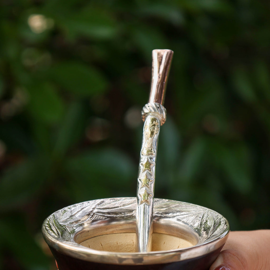 乌拉圭产马黛茶专用金银三星吸管 大力神杯100%梅西同款吸管