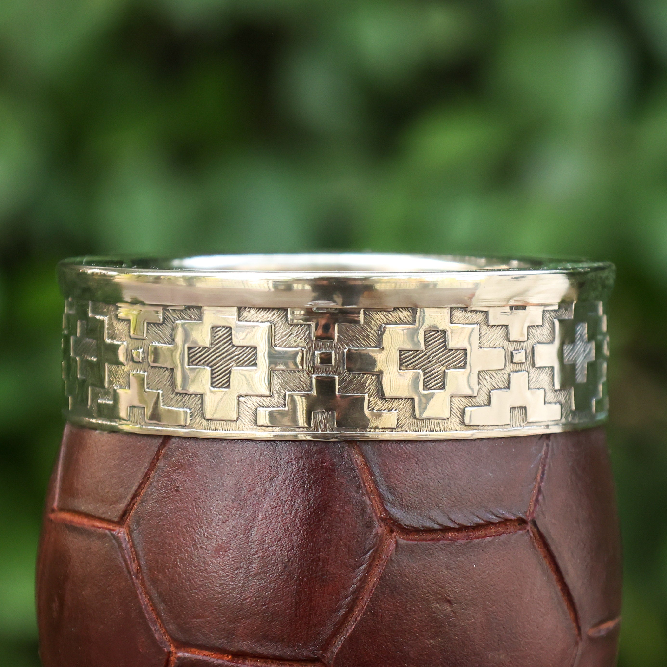 阿根廷全新马黛茶杯#165/425葫芦杯 德银杯口牛皮外包 帝王款