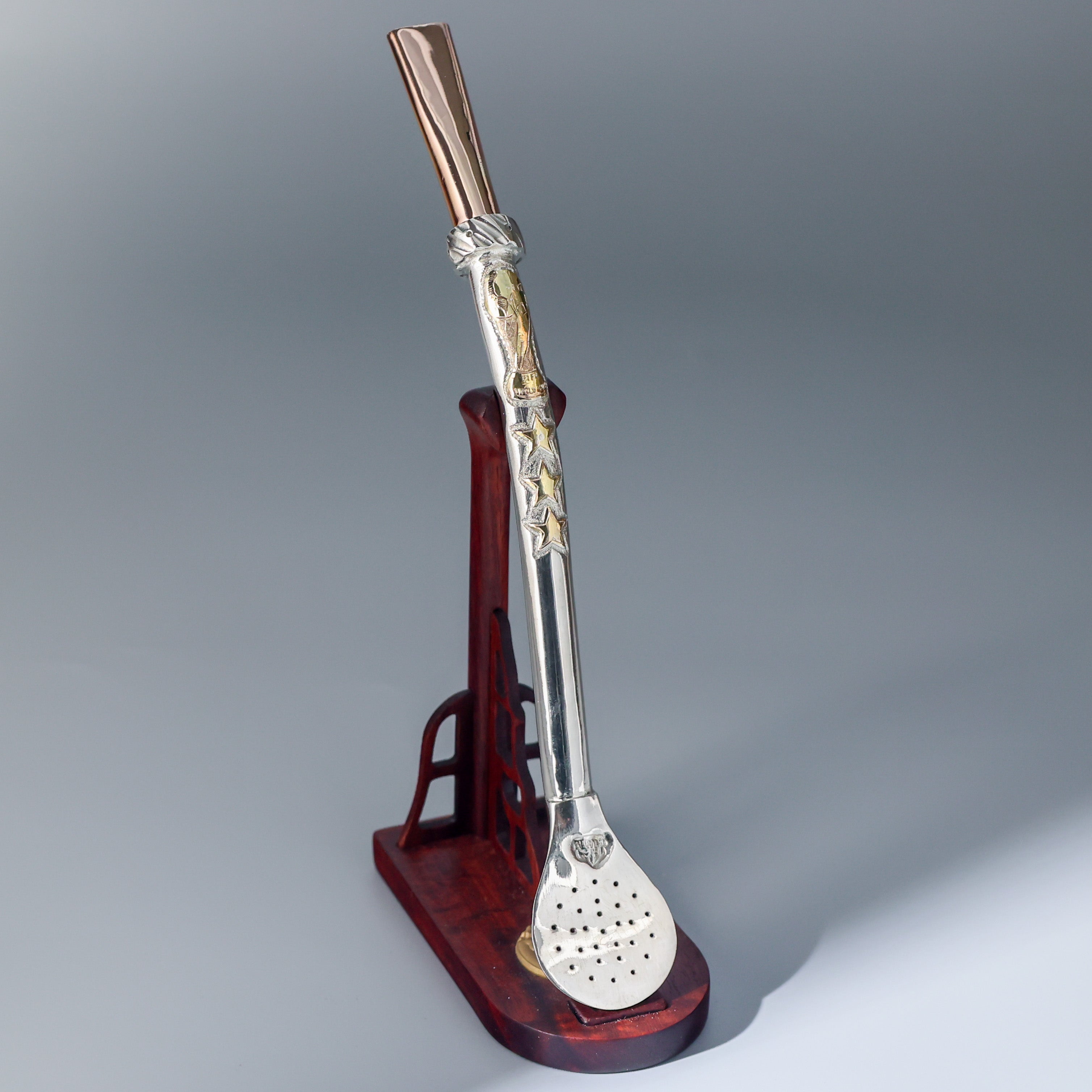 乌拉圭产马黛茶专用金银三星吸管 大力神杯100%梅西同款吸管