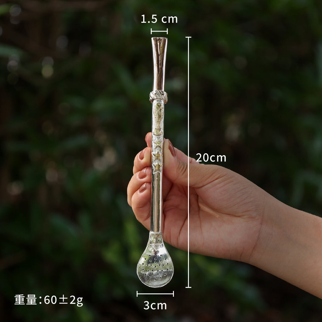 乌拉圭产马黛茶专用金银三星吸管 大力神杯100%梅西同款吸管